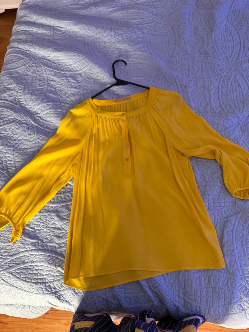 Banana Republic Yellow Button Henley Peasant Top